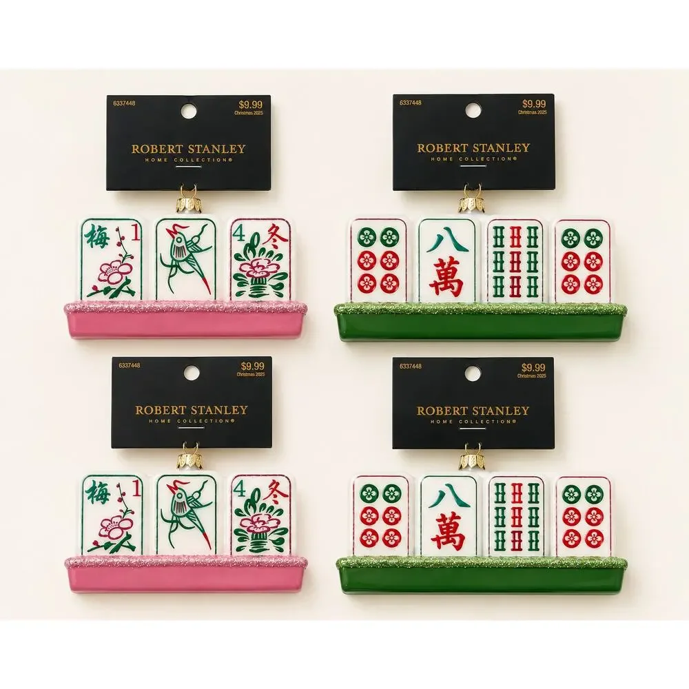 Robert Stanley Mahjong Christmas Ornaments Set 4 NWT
